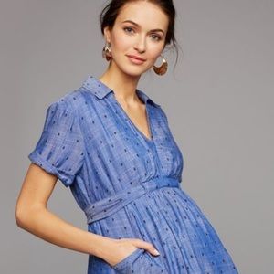 Clip Dot Chambray Maternity Dress size M